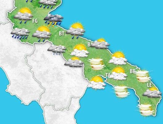 Meteo Puglia: arrivano giornate ventose e molto variabili con locali acquazzoni