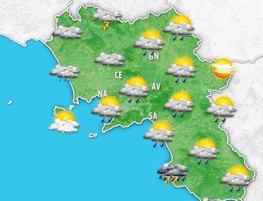 Meteo Campania. Imminente arrivo di piogge e temporali, con brusco calo delle temperature. L’evoluzione fino al weekend