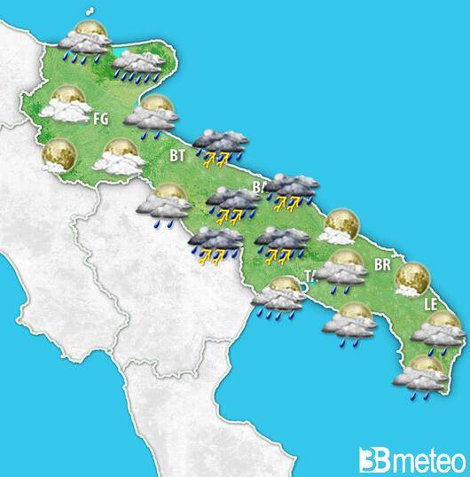 Meteo Puglia: in arrivo piogge e temporali, attenzione al weekend