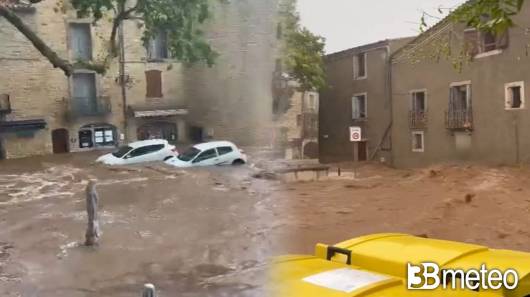 Cronaca meteo – Piogge alluvionali in Francia, caduti fino a 500mm in 24h, allagamenti e inondazioni in Occitania. Foto e video