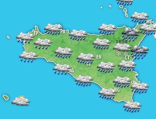 Meteo Sicilia. Piogge, rovesci e temporali in transito fino a venerdì, con neve in montagna. Migliora nel weekend