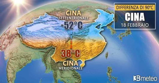 Cronaca meteo: Cina, differenza termica di ben 90 gradi tra Nord e Sud, è record