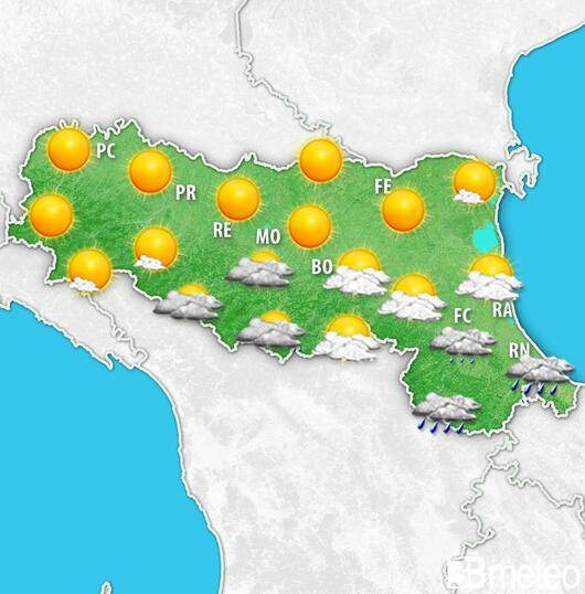 Meteo Emilia Romagna. Weekend soleggiato salvo disturbi sulla Romagna. Piogge in arrivo da martedì