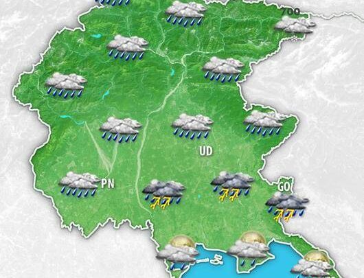 Meteo Friuli VG. Fronte freddo nel weekend con piogge, temporali, neve e temperature in diminuzione