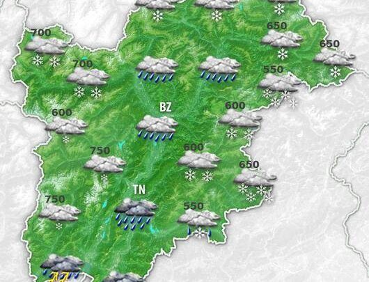 Meteo Trentino Alto Adige. Fronte freddo sabato con piogge e neve in arrivo, migliora domenica ma con deciso calo delle temperature