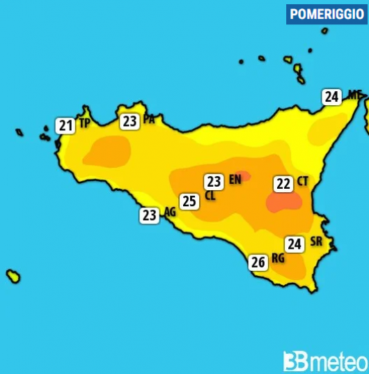 Meteo Sicilia. Anticiclone africano almeno fino al weekend, soleggiato e caldo con punte di 27°C. La siccità continua