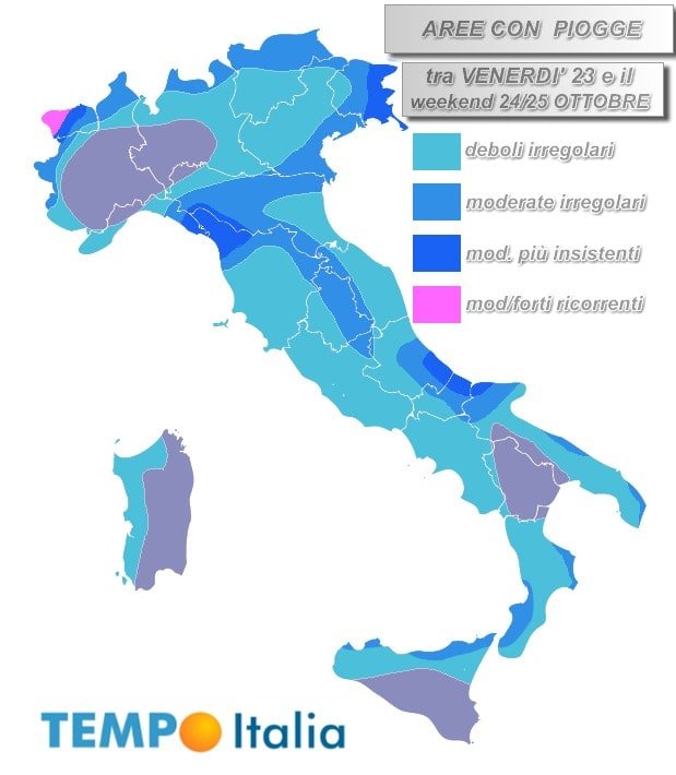 Tra domani, venerdì 23, e il weekend: tornano le piogge e farà anche più freddo 11 PIOGGE 22 1